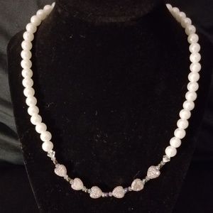 Sparkly Purple Heart Pearl Necklace